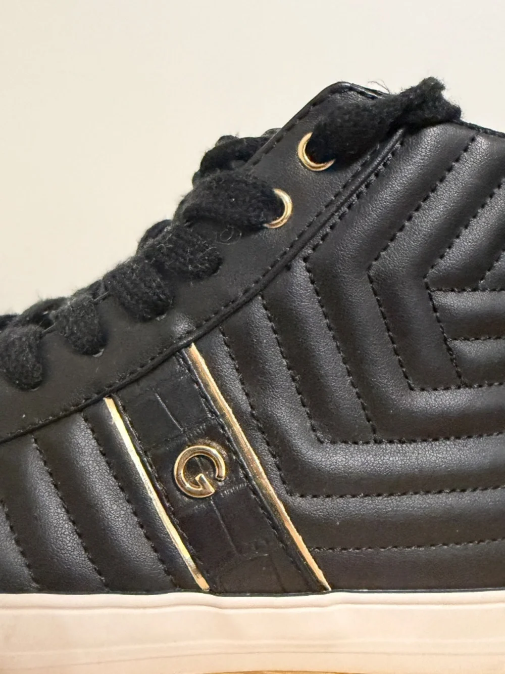 G by Guess Onia Black Quilted High-Top Sneakers - Women's Size 8.5 M